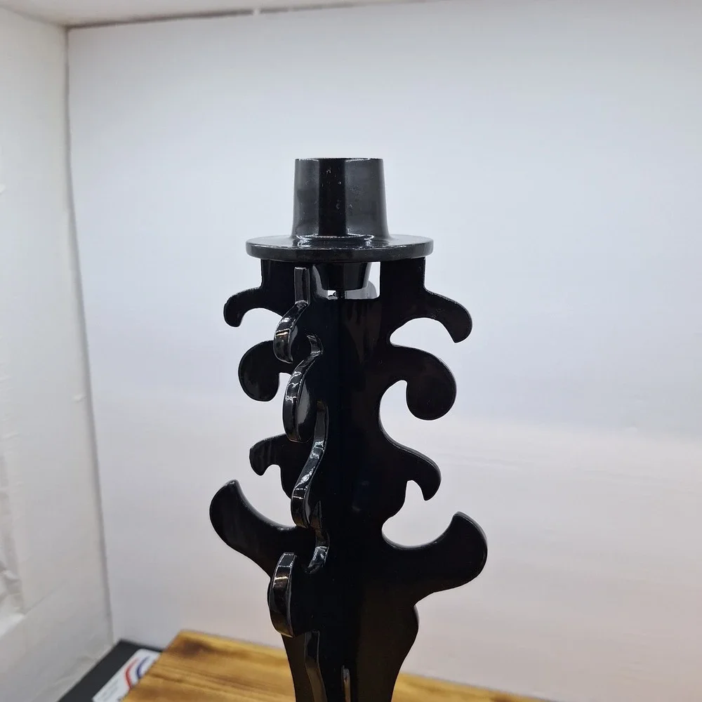Holiday Halloween Colapsable Candle Sticks‎ Set X2 Metal Black